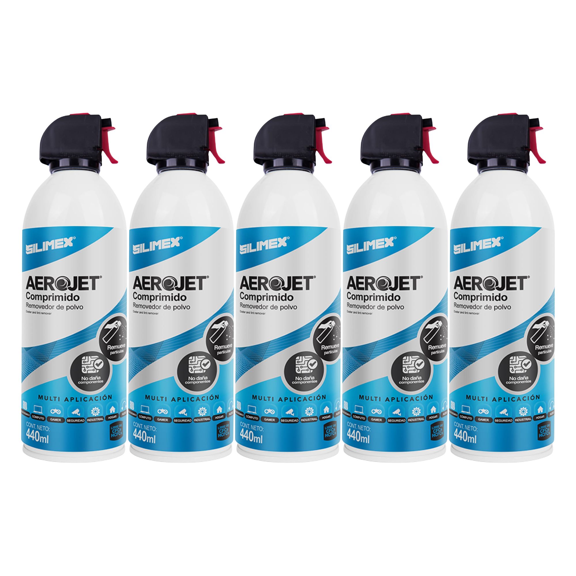 5 Pack - Aire comprimido  Silimex Aerojet De 440 ML.